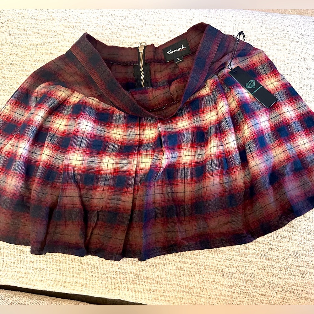 Diamond Supply Co. pleated skater skirt plaid NWT